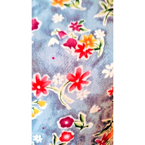 Vintage 90s Dress Midi 10 Blue White Floral Modest Tie Cottage Prairie Peasant - Picture 4 of 6